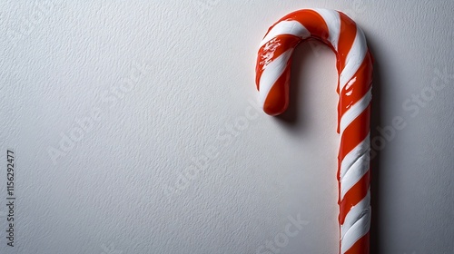 A Single Candy Cane on a White Background photo