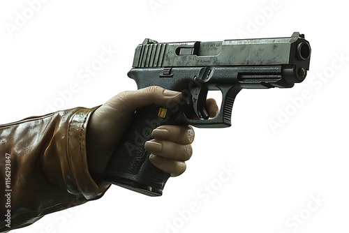 Render of a semi automatic pistol on a white background photo