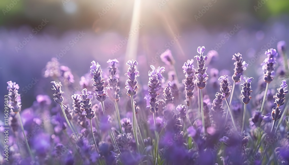 Naklejka premium close up of lavender in soft sunlight