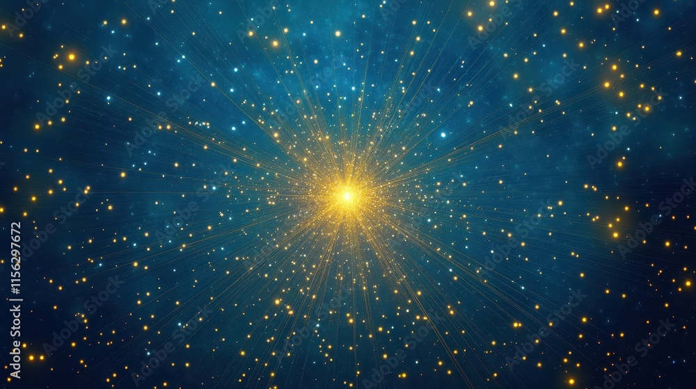 Stunning Abstract Background Golden Light Rays Exploding from Bright Core in Teal Night Sky, Perfect for Festive, Cosmic, or Technology Designs Stunning Abstract Background Golden Light Rays Exploding from Bright Core in Teal Night Sky, Perfect for Festive, Cosmic, or Technology Designs