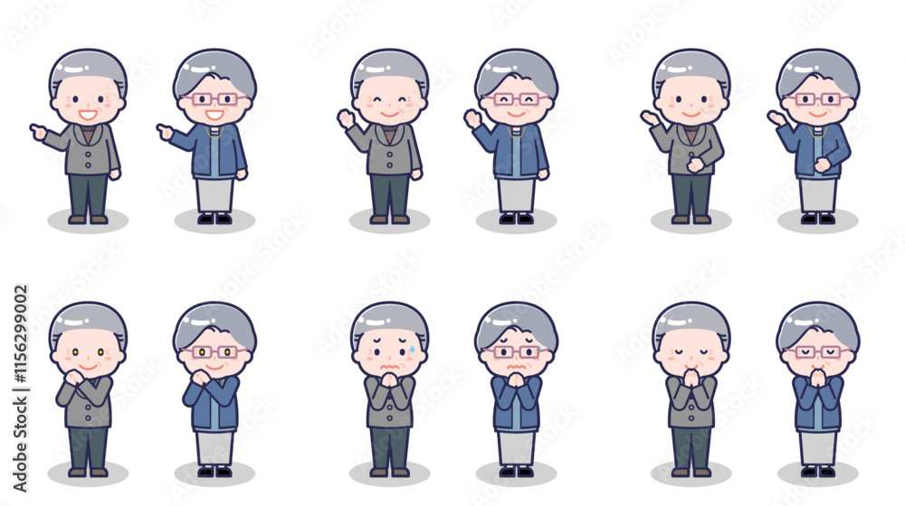 私服のシニア男女 04