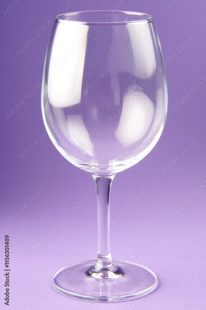 Elegant Empty Wine Glass on Purple Background with Reflection Elegant Empty Wine Glass on Purple Background with Reflection