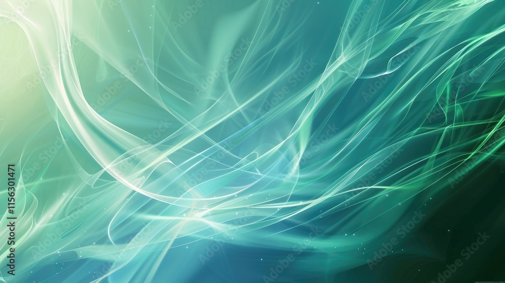 Obraz premium A vibrant abstract design featuring flowing lines and gradients in shades of blue and green.