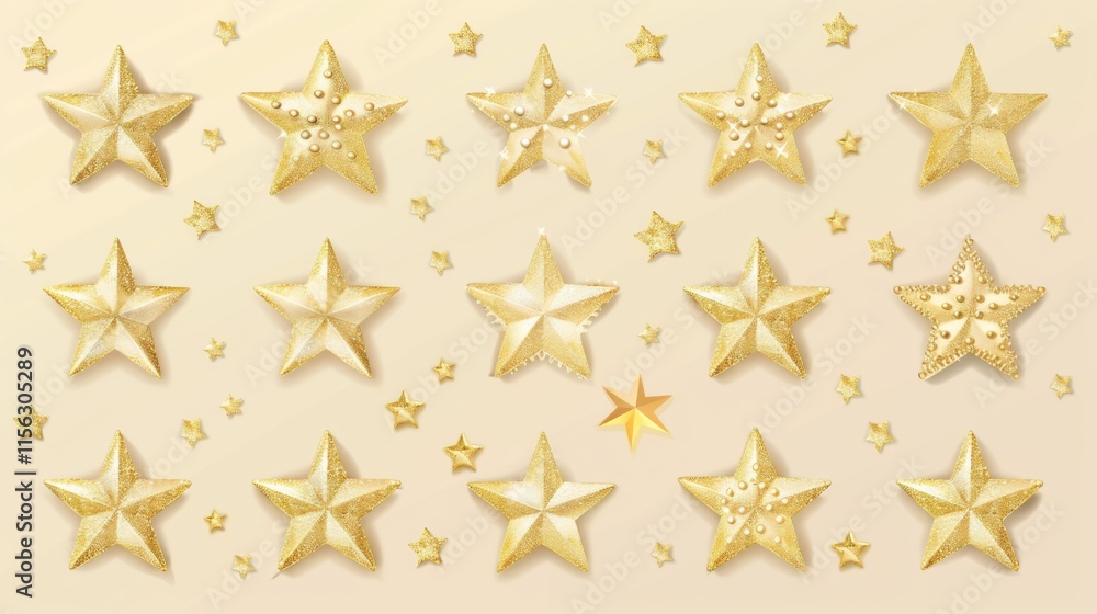 Abstract Shiny Gold Stars Design Elements with Golden Textures and Illustration Backdrop for Celebration Abstract Shiny Gold Stars Design Elements with Golden Textures and Illustration Backdrop for Celebration