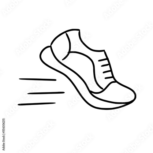 Running Shoes outline black icon isolated hand drawn hobby free time and leisure