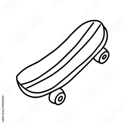 skateboard outline black isolated hand drawn hobby free time and leisure