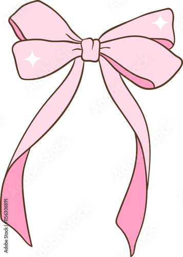 Whimsical Hand-Drawn Decorative Bow. Vector  Illustration