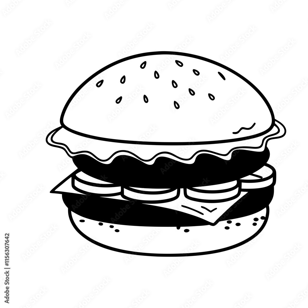Hand Drawn Burger Illustration Hand Drawn Burger Illustration