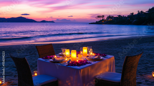 Romantic Candlelit Beach Dinner at Sunset