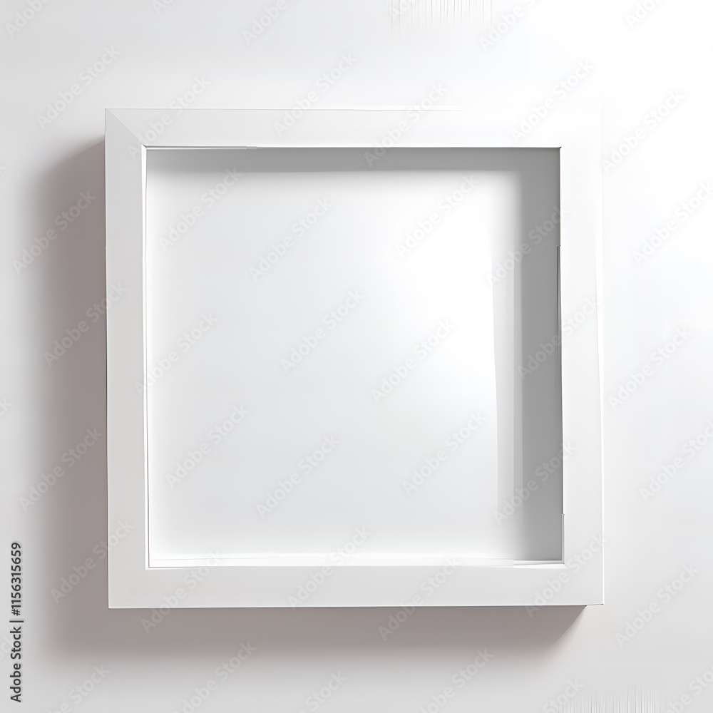 White picture frame isolated on white background . Image display concept White picture frame isolated on white background . Image display concept