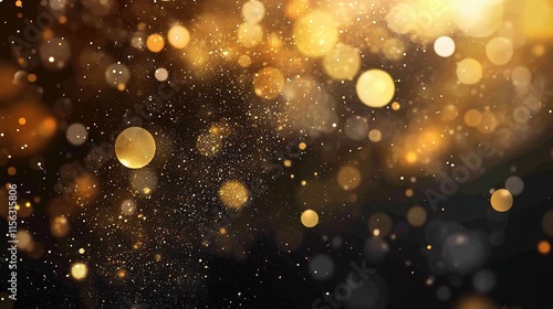 Shimmering White Particles and Glitter on a Dark Background