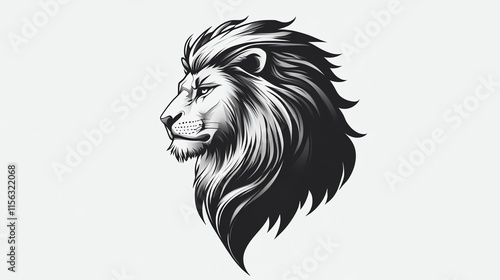 Stylized lion head illustration, white isolated background. photo