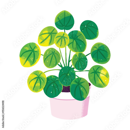 Vector Illustration of Chinese Money Plant - Tropical Greenery Plant for Nature-Inspired Projects and Eco-Friendly Projects
