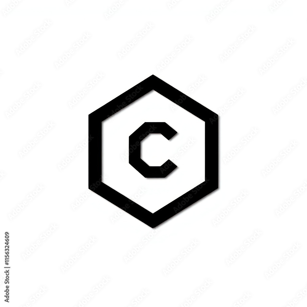 Hexagon Shaped Logo Featuring Capital Letter C Hexagon Shaped Logo Featuring Capital Letter C