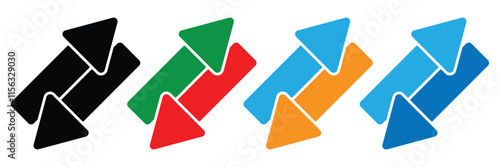 Arrows data transfer icon. Double arrow icon. Exchange arrow icons. Recycling sign. Arrow to left and right symbol. Vector illustration 