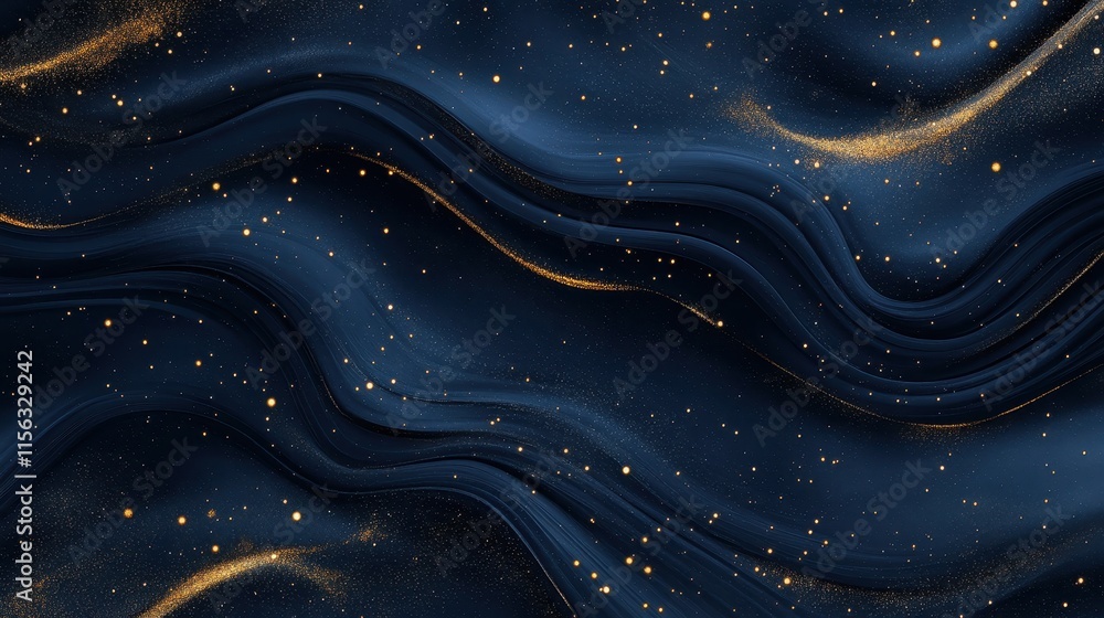Abstract Navy Blue and Gold Swirling Texture with Sparkling Glitter Elegant Luxury Background for Design Abstract Navy Blue and Gold Swirling Texture with Sparkling Glitter Elegant Luxury Background for Design