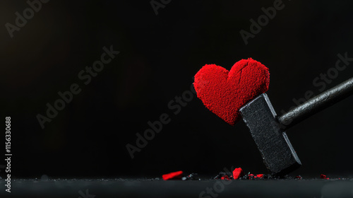 Disappointment and Valentine Pain. Crushed heart symbolizing heartbreak and loss of love photo