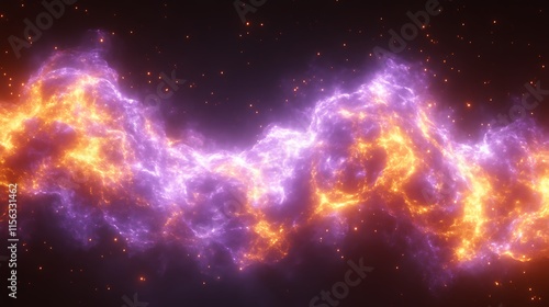 Wallpaper Mural Abstract Cosmic Nebula Purple Orange Energy Flow Torontodigital.ca