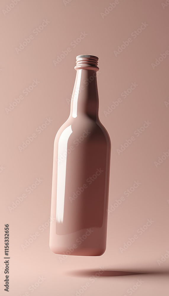 Floating pink bottle mockup with cap on soft background for branding and design Floating pink bottle mockup with cap on soft background for branding and design