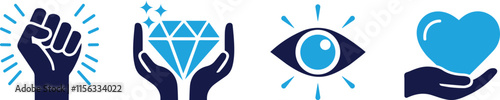 Core values icon set. , You can easily change the color
