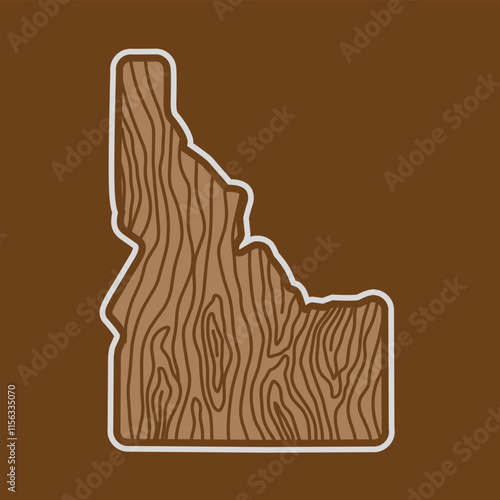 Idaho Wood Texture Map Design, Rustic State Illustration
