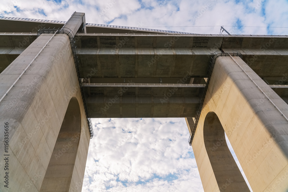 Fototapeta premium Close up of Partial Details of Suzhou Yangtze River Bridge in Jiangsu Province, China on August 20, 2024