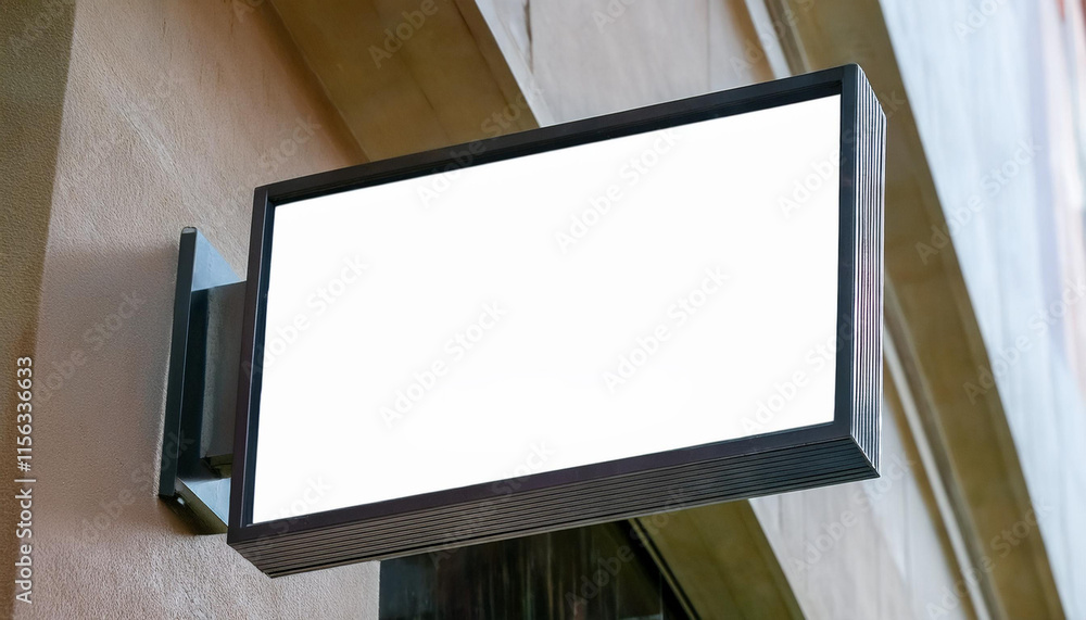 Fototapeta premium rectangle sign mockup on the store wall