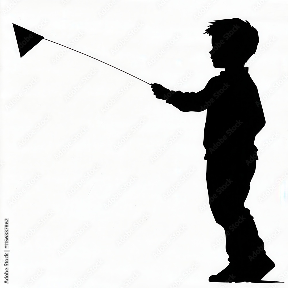 A playful silhouette of a young boy flying a kite on a breezy day, with the kite string forming dynamic lines that convey movement, set against a warm sunset-inspired background for an energetic A playful silhouette of a young boy flying a kite on a breezy day, with the kite string forming dynamic lines that convey movement, set against a warm sunset-inspired background for an energetic