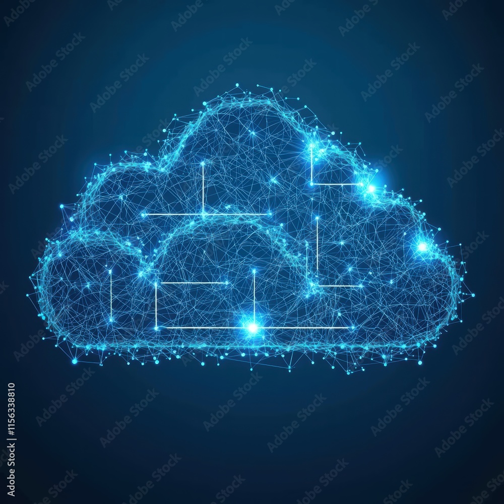 Abstract Cloud Technology Concept with Digital Network Connections Abstract Cloud Technology Concept with Digital Network Connections