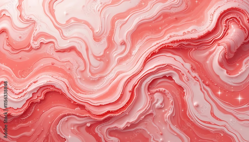 Abstract Pink and White Swirling Liquid Marble Design Abstract Pink and White Swirling Liquid Marble Design