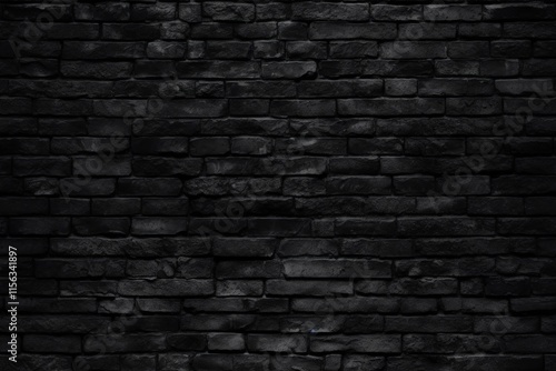 Dark Black Brick Wall Background with Textured Surface for Creative Design and Artistic Projects