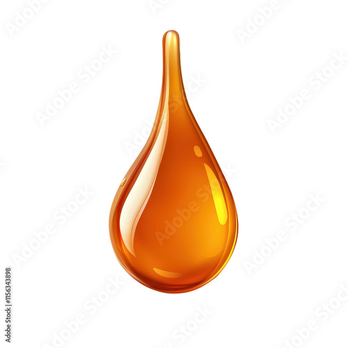 Golden Honey Droplet with Smooth Reflective Surface