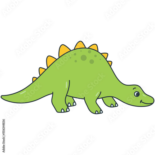 Illustration of Cute Dinosaurs. Vector Cartoon Character on White Background