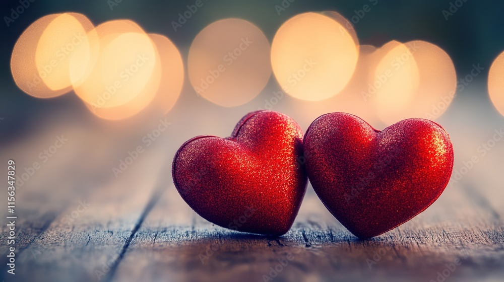 Romantic Valentine's Day Background with Red Heart Shapes Romantic Valentine's Day Background with Red Heart Shapes
