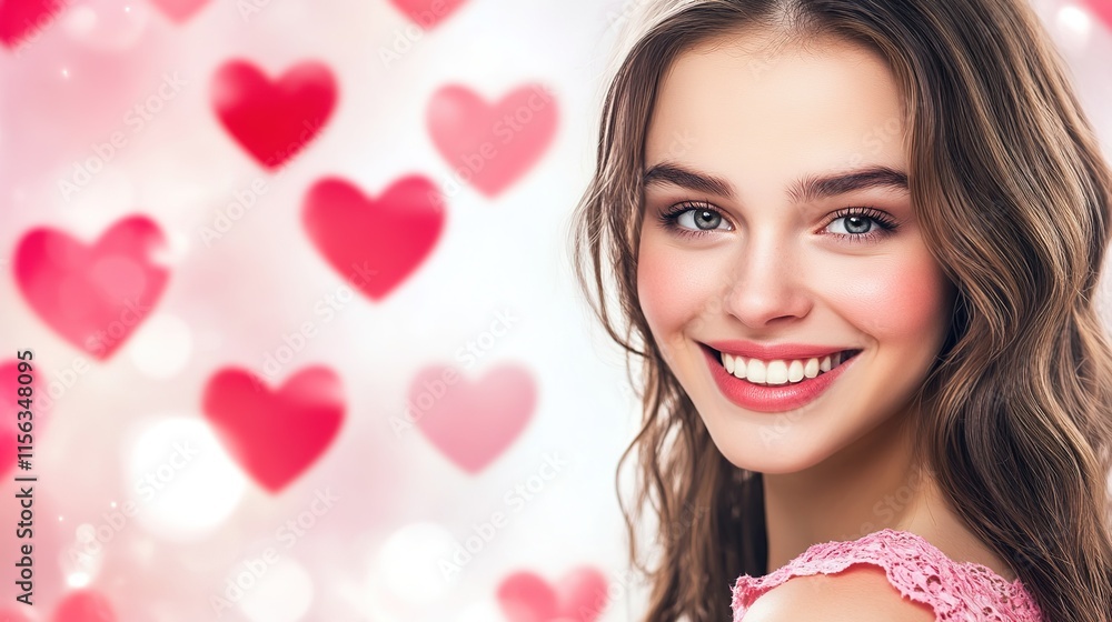 Romantic Valentine's Day Background with Red Heart Shapes Romantic Valentine's Day Background with Red Heart Shapes