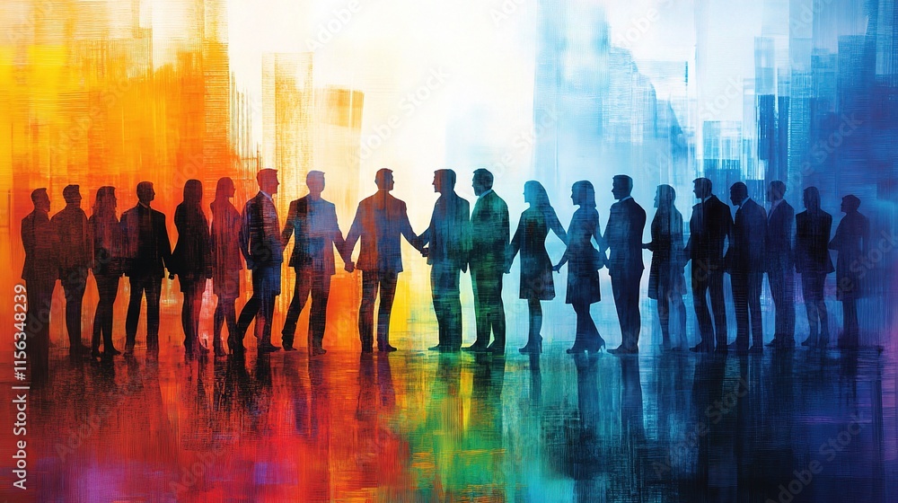 Business Handshake Concept with Diverse People and Modern Background Business Handshake Concept with Diverse People and Modern Background