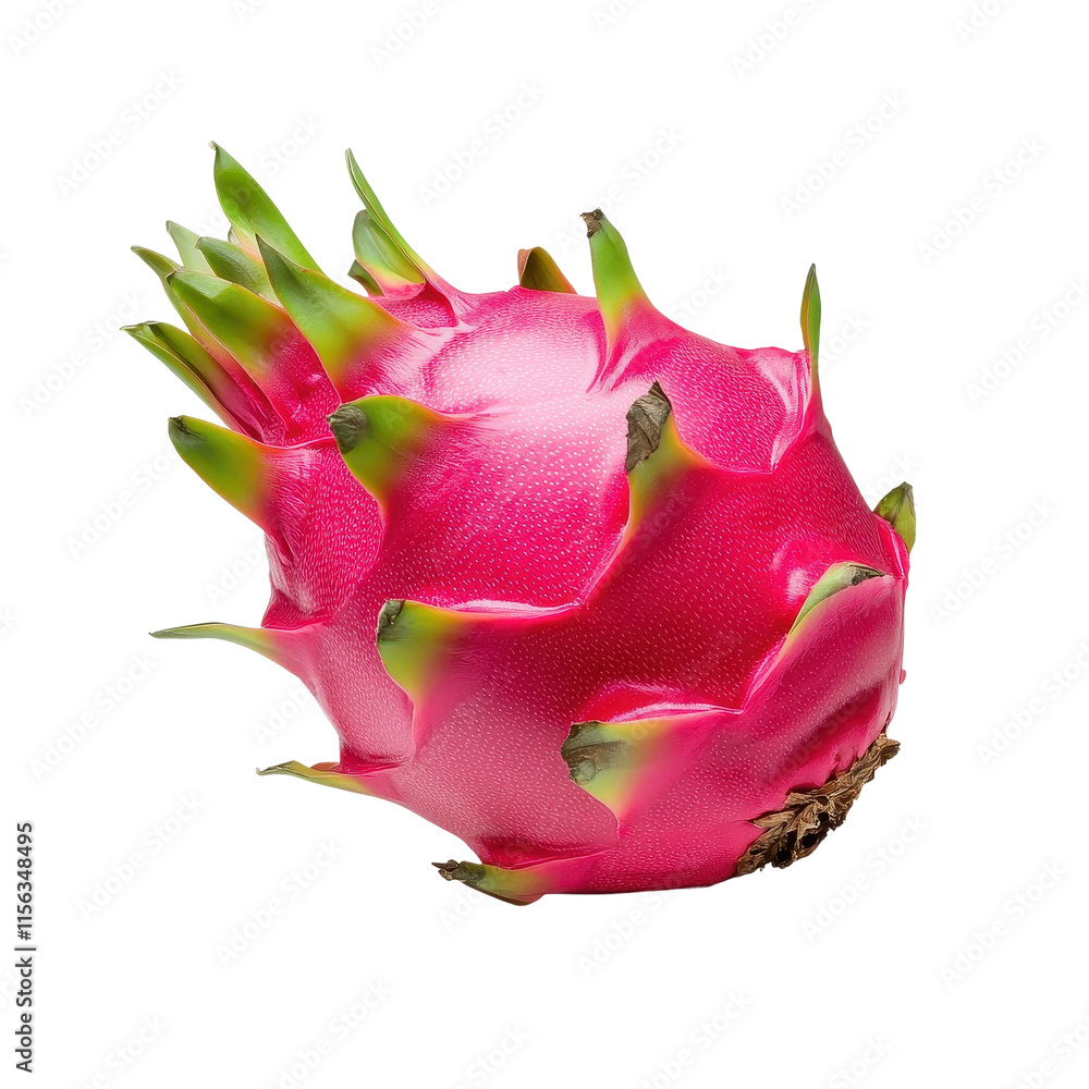 Whole Bright Pink Dragon Fruit with Green Spikes Whole Bright Pink Dragon Fruit with Green Spikes