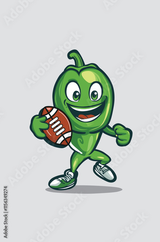  Green Pepper in hand football playign wold cup background victor t shirt design Print