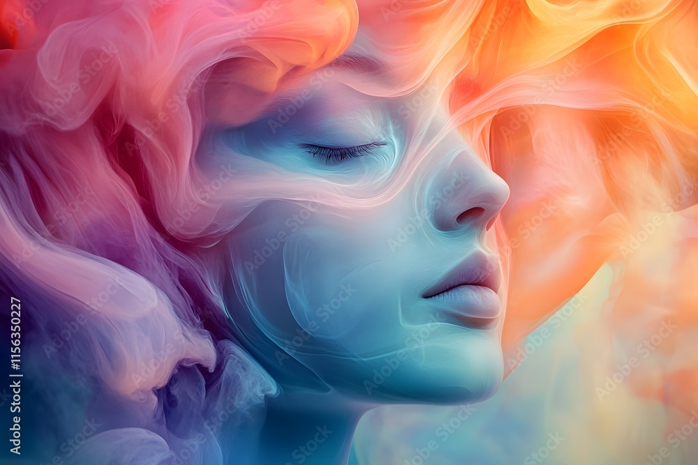 Close-up portrait of a glamorous model with colorful makeup, showcasing beautiful eyes, perfect Close-up portrait of a glamorous model with colorful makeup, showcasing beautiful eyes, perfect