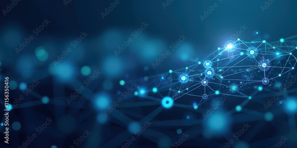 Futuristic Tech Network Background - Sleek Design with Vibrant Connections in Blue and Silver