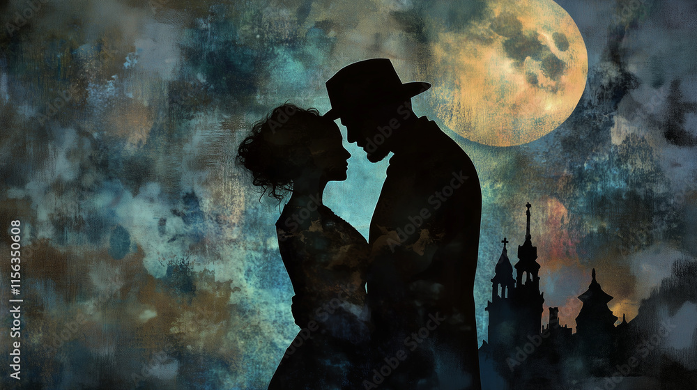 Silhouette Background of Man and Woman Silhouette Background of Man and Woman