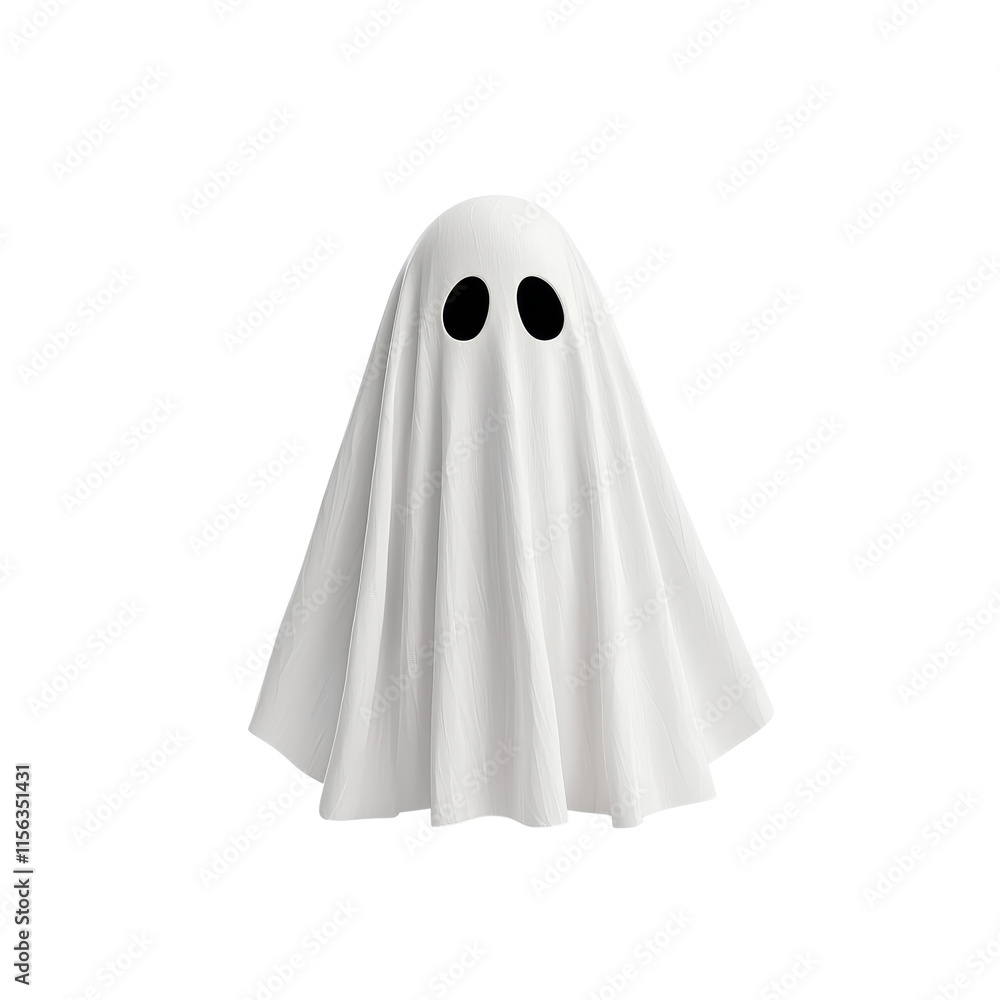 Spooky Ghost Figure in White Sheet Costume Spooky Ghost Figure in White Sheet Costume