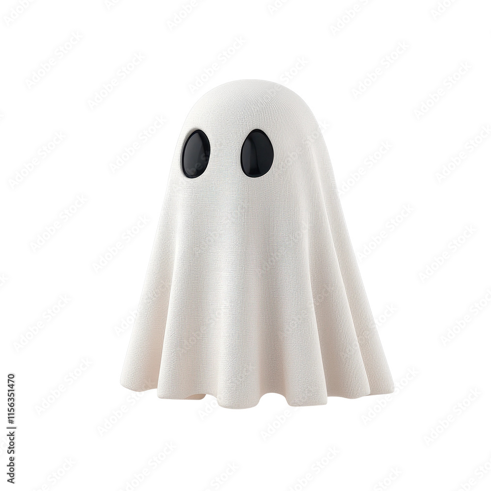 Cute Ghost Figure with Black Eyes and White Sheet Cute Ghost Figure with Black Eyes and White Sheet