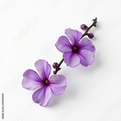 Vivid Purple Flowers - Elegant Floral Decoration Product Shoot on White Background photo