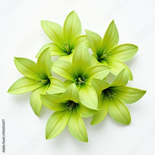 Vivid Green Flowers - Elegant Floral Decoration Product Shoot on White Background photo