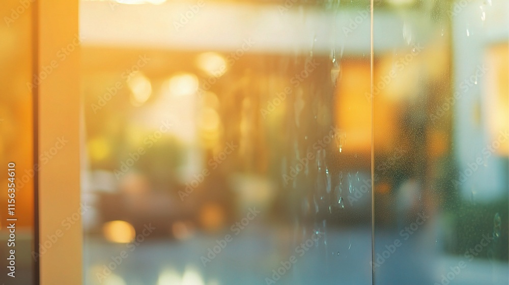 Blurred Glass Wall with Soft Reflections and Background Glow Blurred Glass Wall with Soft Reflections and Background Glow