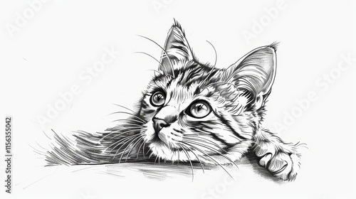 Wallpaper Mural A cat is laying on a white background. The cat has a black nose and green eyes. The cat is looking at the camera Torontodigital.ca