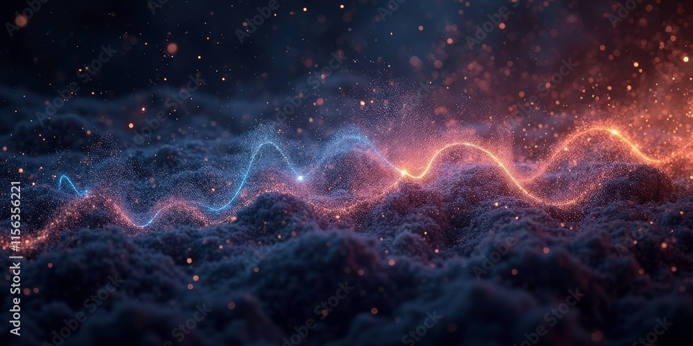 Fototapeta premium Abstract Particle Flow Wave - Dynamic Motion with Vibrant Colors and Modern Design for Digital Marketing