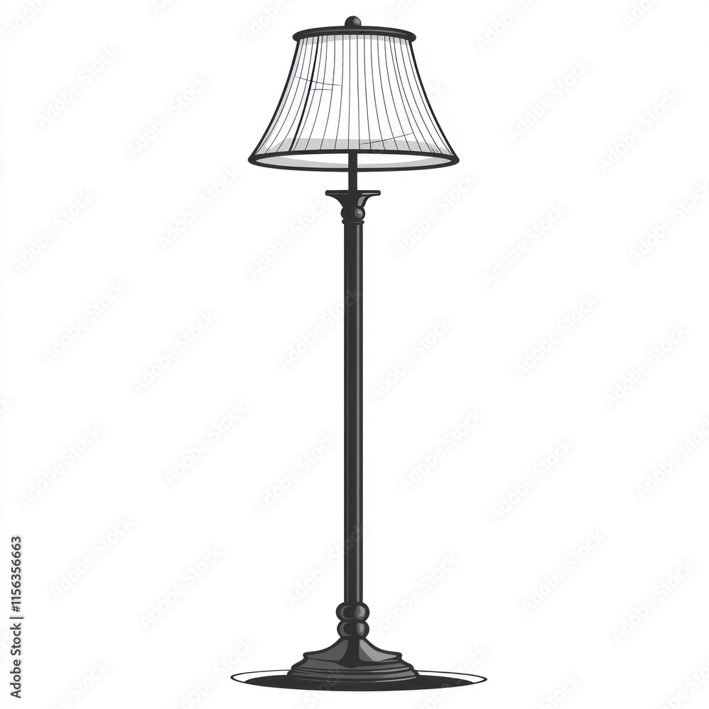 Obraz premium Tall black floor lamp with pleated shade.