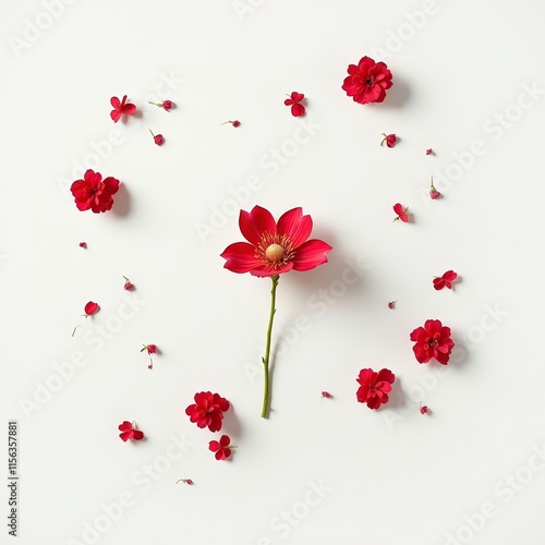 Vivid Red Flowers - Elegant Floral Decoration Product Shoot on White Background photo